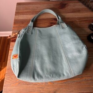 Sofia C. Italian Pebbled Leather Hobo Bag Blue Heart purse large retro